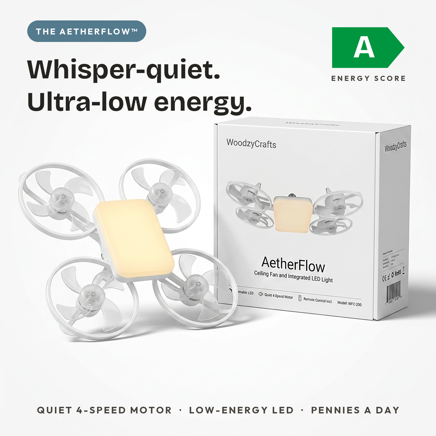 Die AetherFlow™ – 2-in-1 LED-Deckenleuchte mit Ventilator