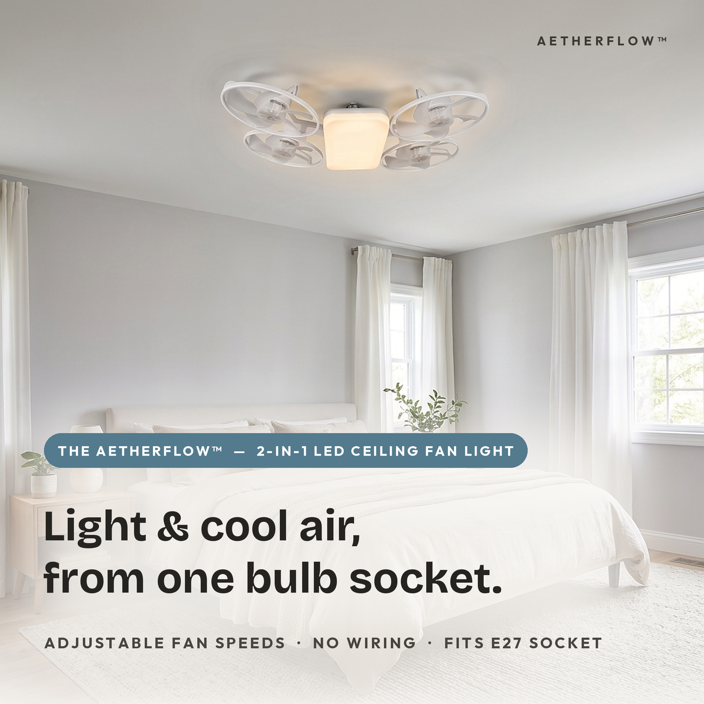 Die AetherFlow™ – 2-in-1 LED-Deckenleuchte mit Ventilator